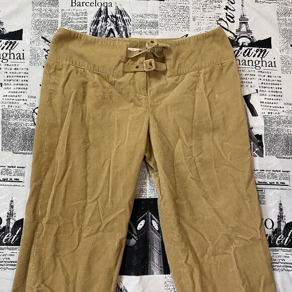Chloe Women's Tan khaki brown low rise straight leg corduroy pants y2k vintage